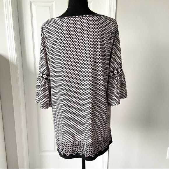 Max Studio Flared Sleeve Stretchy Crepe Tunic Blouse  Mini Dress - Picture 3 of 12